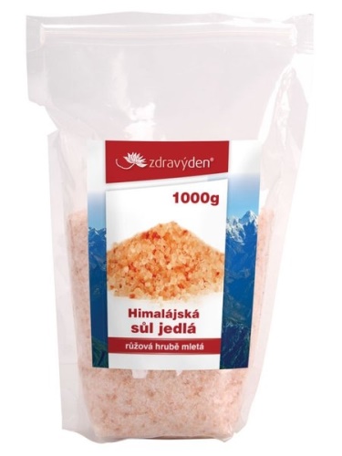 Zdravýden Sůl himalájská jedlá růžová hrubě mletá 1000 g