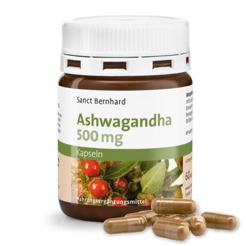 Sanct Bernhard Ashwagandha Indický ženšen 600 mg - 15 mg withanolidů 60 kapslí