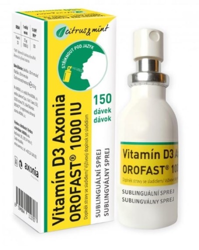 Vitamín D3 Axonia OROFAST 1000 IU sublinguální sprej